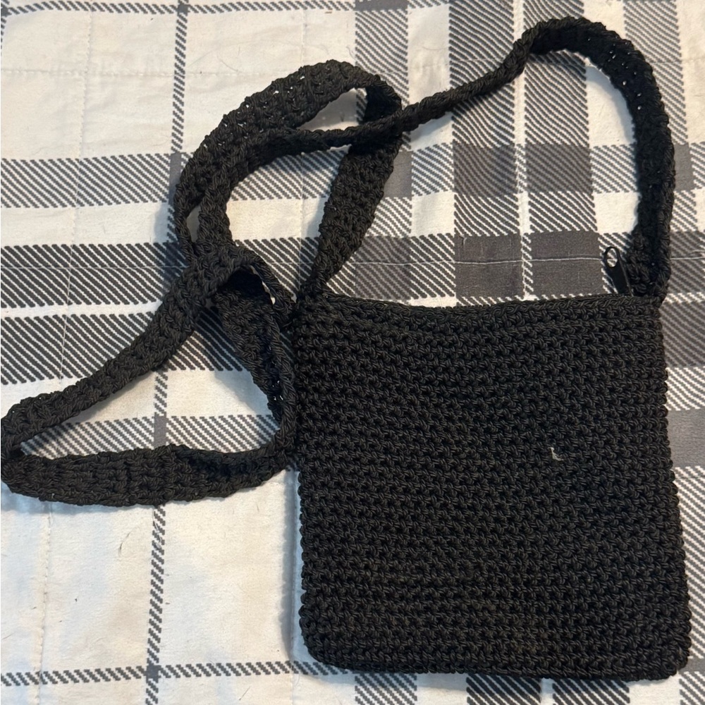 Handcrafted Black Crochet crossbody Bag